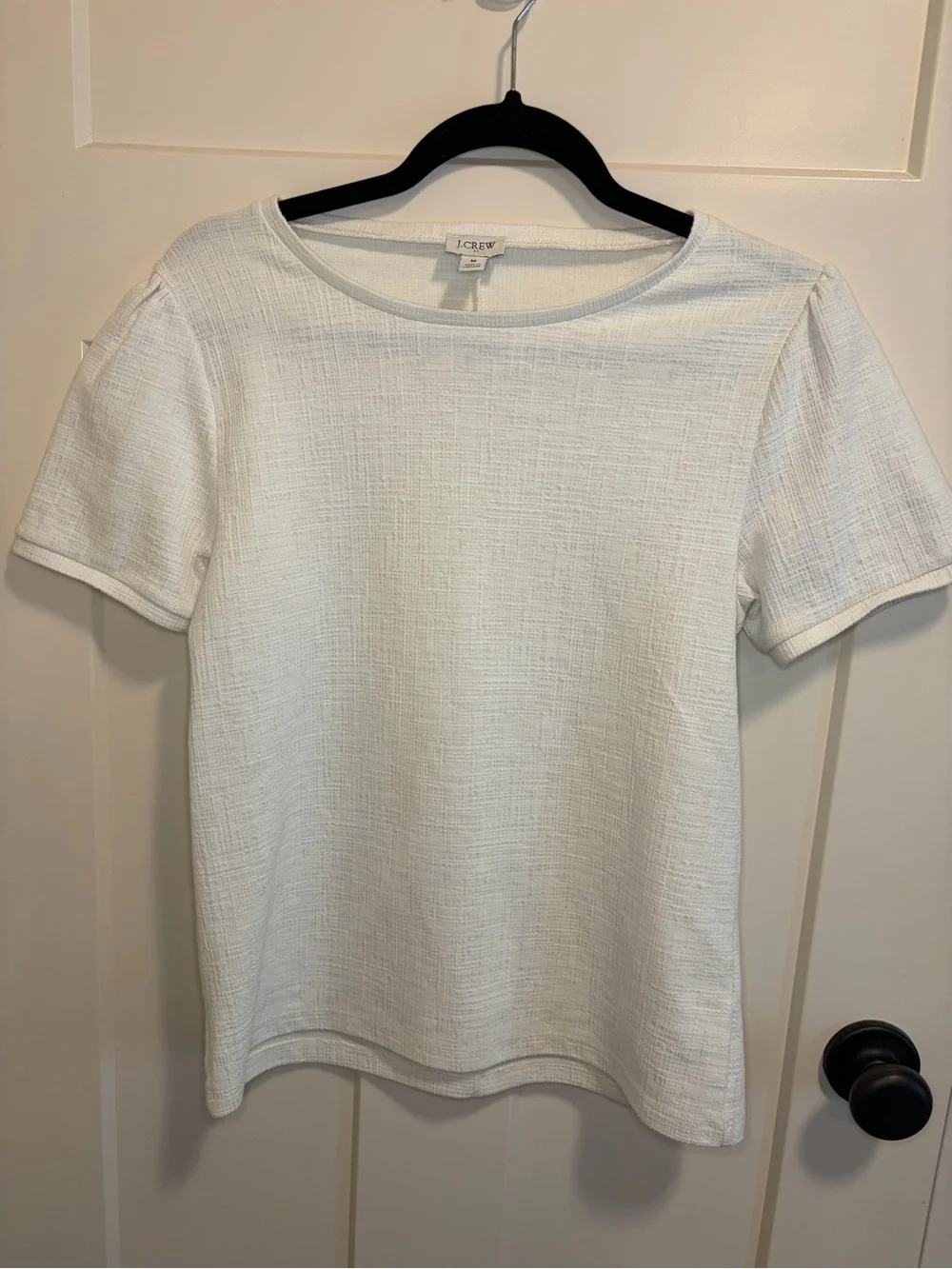 J. Crew Cream Textured Short Sleeve Tee
